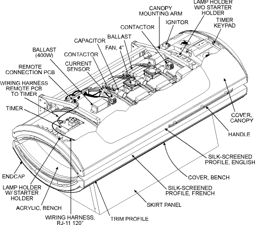 Cutaway view of the Sunvision Elite 32 3F tanning bed
