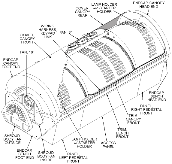 Cutaway view of the Solaris 336 tanning bed