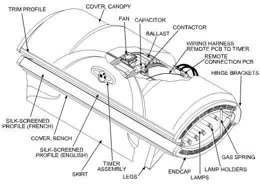 Cutaway view of the Sunvision 24S tanning bed